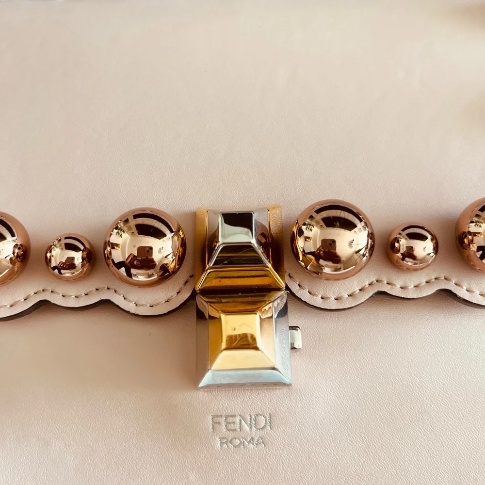 FENDI Vitello Liberty Studded Small Kan I Shoulder Bag Excellent Condition - Picture 8 of 14